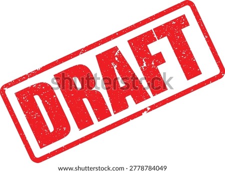 Red rubber stamp impression with the text draft in a rectangular border on a white background