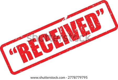 Red rubber stamp impression with the word received in a grunge font on a white background