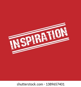 red rubber stamp, label in word inspiration