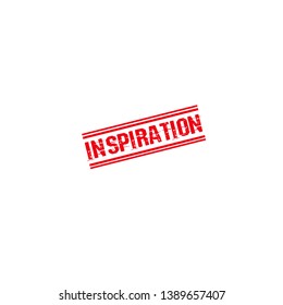 red rubber stamp, label in word inspiration