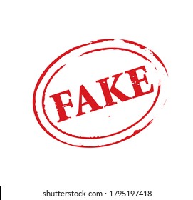 Red rubber stamp and text Fake News. Vector Illustration and banner.