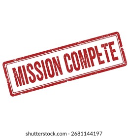 Red rubber stamp with the text 'mission complete' visible.
