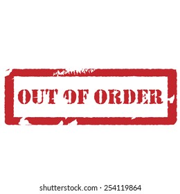 Red rubber stamp with text out of order vector isolated