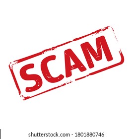 Red Rubber Stamp And Text Scam. Vector Illustration And Banner.