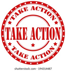 Red rubber stamp with text Take Action,vector illustration