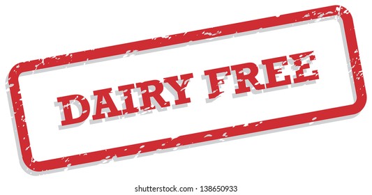 Red rubber stamp vector for dairy free food concept