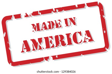 Red rubber stamp vector of Made In America