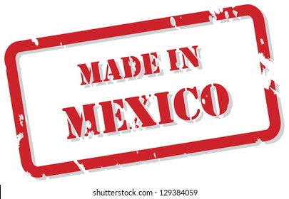 Red rubber stamp vector of Made In Mexico