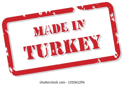 Red rubber stamp vector of Made In Turkey