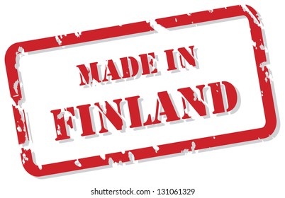 Red rubber stamp vector of Made In Finland