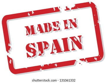 Red rubber stamp vector of Made In Spain