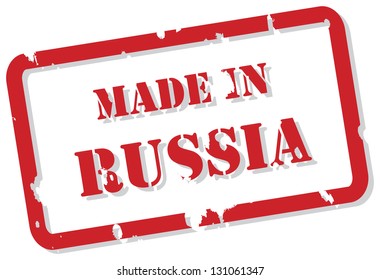 Red rubber stamp vector of Made In Russia
