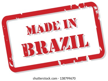Red rubber stamp vector of Made In Brazil