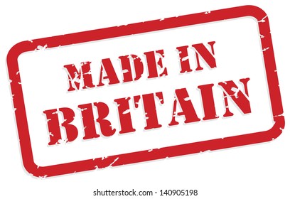 Red rubber stamp vector of Made In Britain