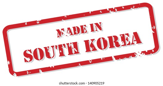 Red rubber stamp vector of Made In South Korea
