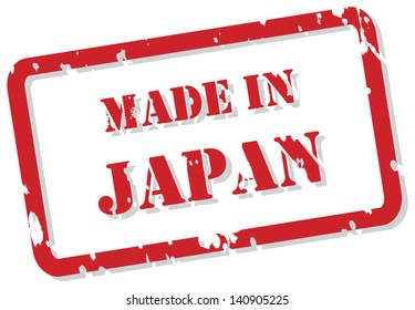 Red rubber stamp vector of Made In Japan