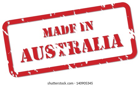 Red rubber stamp vector of Made In Australia