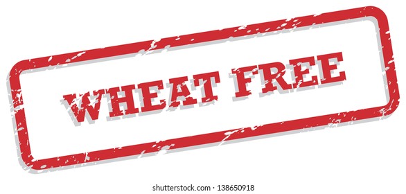 Red rubber stamp vector for wheat free food concept