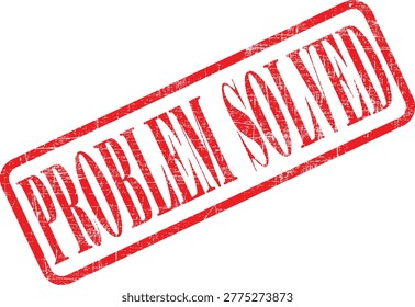 A red rubber stamp with the words 'problem solved' on a white background, symbolizing resolution and success in business or personal contexts, ideal for marketing and educational materials.