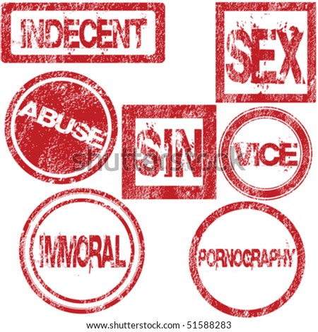 Red rubber stamps with sexual conotation