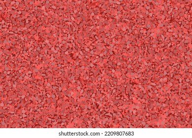 Red rubber track coating seamless texture top view. Abstract running coat pattern. Vector playground or tennis court material. Grunge granular closeup surface. Crushed grain hardcourt backdrop