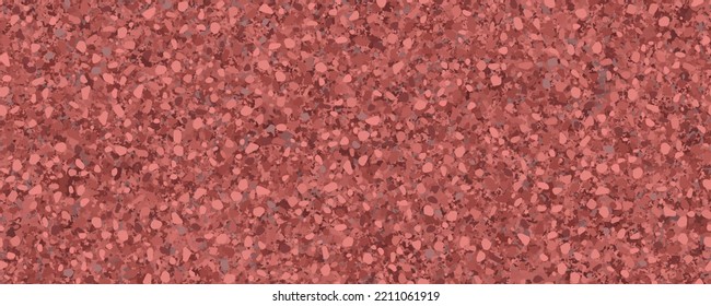 Red rubber track coating seamless pattern top view. Abstract running coat texture. Vector playground or tennis court material. Grunge granular closeup surface. Crushed grain hardcourt backdrop