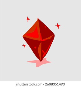 Red ruby cartoon freehand drawing vector