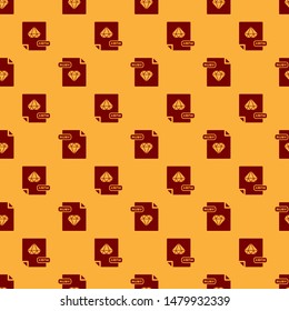 Red RUBY file document. Download ruby button icon isolated seamless pattern on brown background. RUBY file symbol.  Vector Illustration