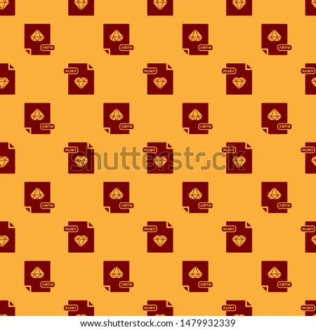Red RUBY file document. Download ruby button icon isolated seamless pattern on brown background. RUBY file symbol.  Vector Illustration