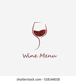 Red ruby geometric crystal glass of wine. Icon, symbol, logo alcohol. For the menu, bar, restaurant, wine list. minimal.