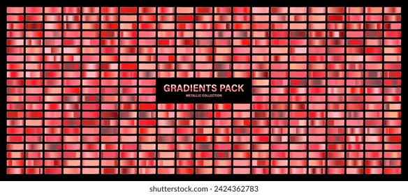 Red ruby glossy gradient, metal foil texture. Color swatch set. Collection of high quality gradients. Shiny metallic background. Design element. Vector illustration