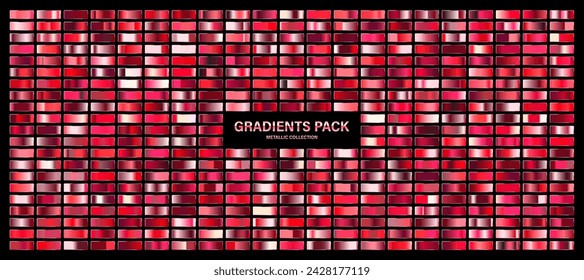 Red ruby glossy gradient, metal foil texture. Color swatch set. Collection of high quality gradients. Shiny metallic background. Design element. Vector illustration