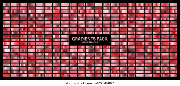 Red ruby glossy gradient, metal foil texture. Color swatch set. Collection of high quality gradients. Shiny metallic background. Design element. Vector illustration