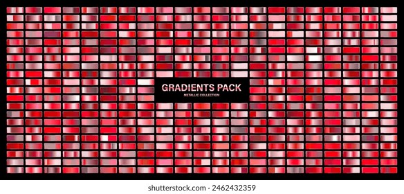 Red ruby glossy gradient, metal foil texture. Color swatch set. Collection of high quality gradients. Shiny metallic background. Design element. Vector illustration
