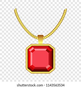 Red ruby jewelry icon. Realistic illustration of red ruby jewelry vector icon for on transparent background