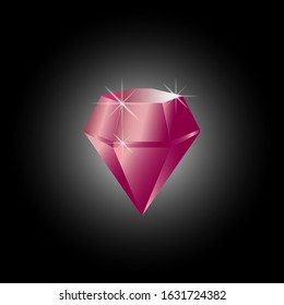 Red ruby on a black background. Gems. Vector illustration.