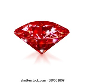 Red Ruby On A White Background. Gem. Vector Illustration.