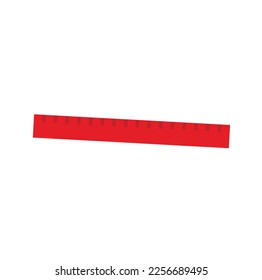 red ruler icon. Flat isolated illustration of rule vector icon
