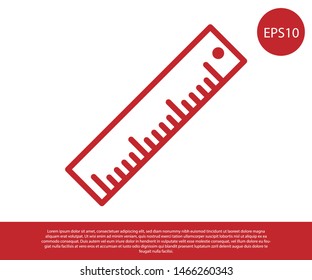 Red Ruler icon isolated on white background. Straightedge symbol.  Vector Illustration