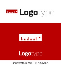 Red Ruler icon isolated on white background. Straightedge symbol. Logo design template element. Vector Illustration