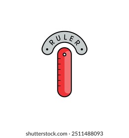 red ruler and ruler word. ruler concept