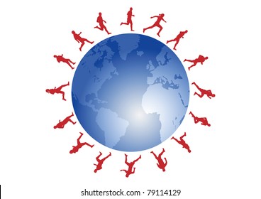 red runners around the blue world