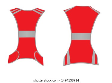 Red  running reflective vest. vector illustration