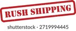 Red rush shipping stamp isolated on white background