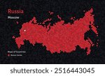 Red Russia Map with a capital of Moscow Shown in a Mosaic Pattern	