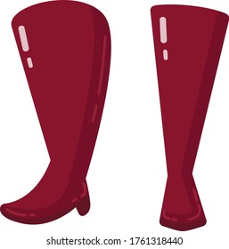 Red russian traditional fairytail boots illustration icon, flat design