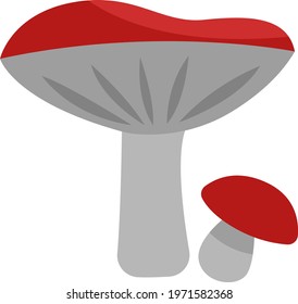 Red Russulaceae, Icon Illustration, Vector On White Background