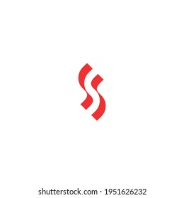 Red S Flag Logo icon design with simple style
