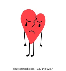 El corazón rojizo triste. Icono plano para aplicaciones y sitios web. Ilustración vectorial.