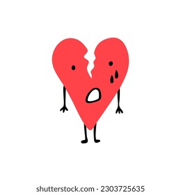 El corazón rojizo triste. Icono plano para aplicaciones y sitios web. Ilustración vectorial.